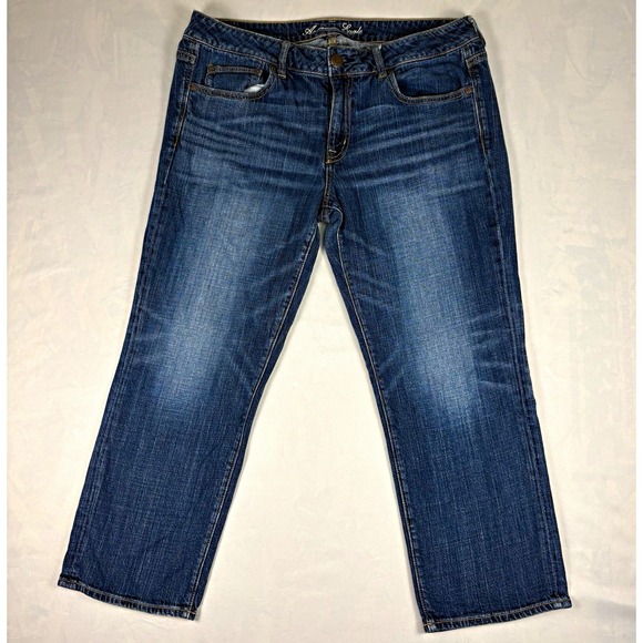 American Eagle By Payless Denim - American Eagle Stretch Jeans Womens 14 Regular Dark Wash Cropped Straight Leg